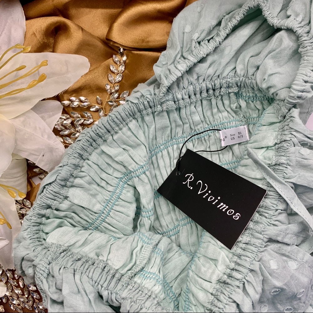 SOLD NWT Lovely Swiss Dot Cottagecore Aqua Prairie Dress* - Picture 5 of 10